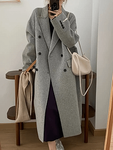 Double Breasted Lapel Coat, Casual Long Sleeve Fall & Winter Outerwear