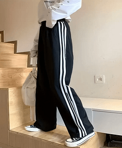 Plus Size Casual Pants with Side Stripes Elastic Waist Stretchable