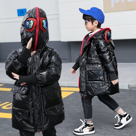 kids double zipper ultraman glasses down jacket kids double zipper ultraman glasses down jacket