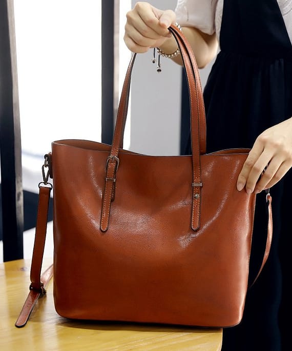 oil wax pu leather shoulder messenger tote bag