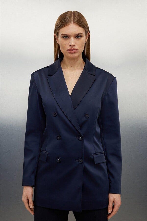 Karen Millen Tailored Satin Back Crepe Oversized Blazer