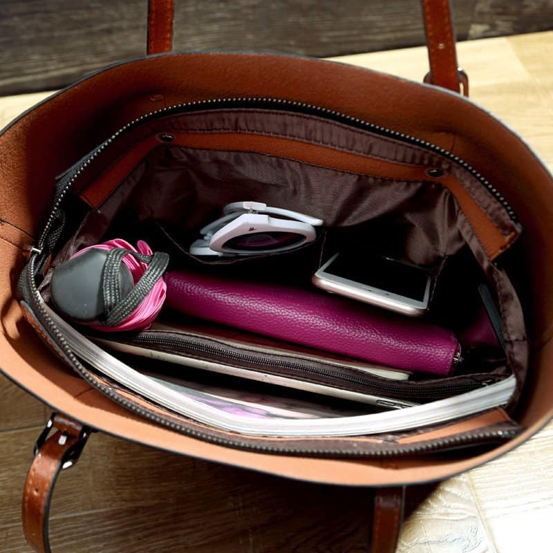 Oil Wax PU Leather Shoulder Messenger Tote Bag - Image 9