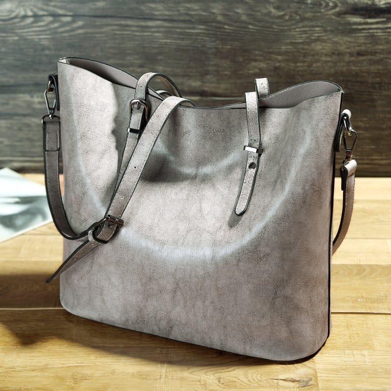 Oil Wax PU Leather Shoulder Messenger Tote Bag - Image 8